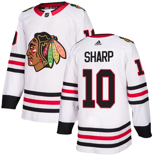 Adidas Men Chicago Blackhawks 10 Patrick Sharp White Road Authentic Stitched NHL Jersey